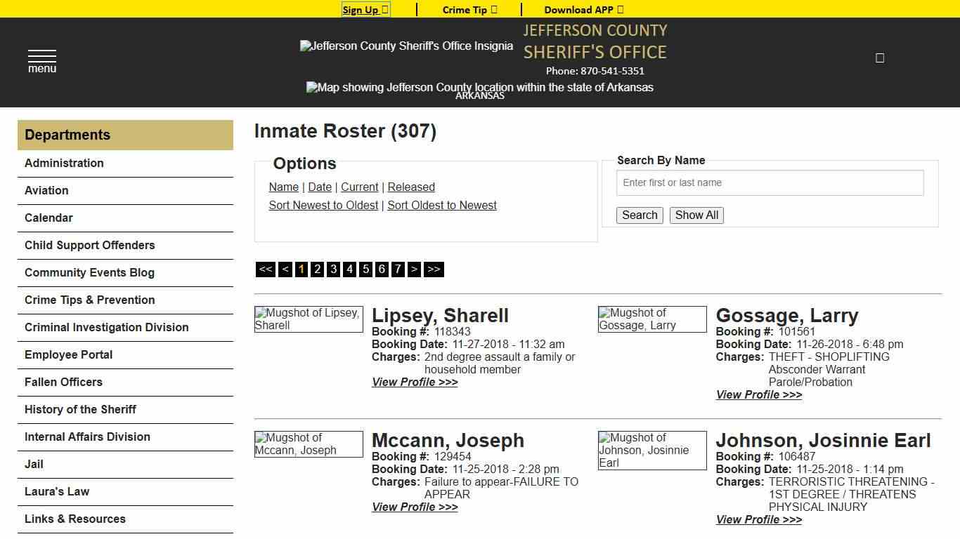 Inmate Roster - Current Inmates Booking Date Descending - Jefferson County Sheriff AR