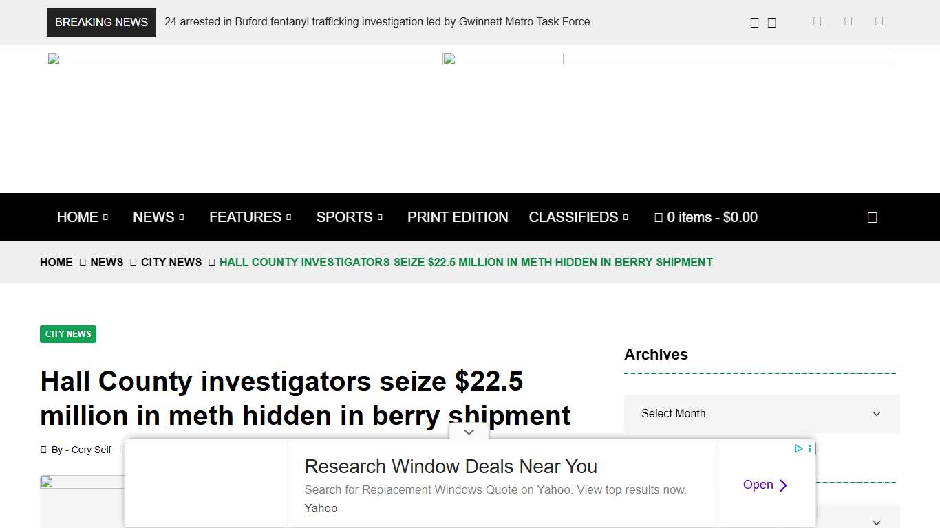 Hall County investigators seize $22.5 million in meth hidden in berry shipment – North Gwinnett Voice